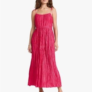 Ulla Johnson Pink Pleated Spaghetti Strap Maxi Sundress